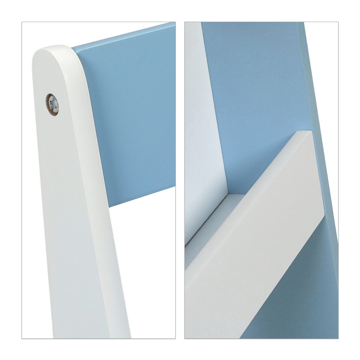 Masa cu 2 Scaune pentru Copii, Tabla Detasabila – Mobilier Colorat, Albastru, Rafturi jucarii - imagine 8