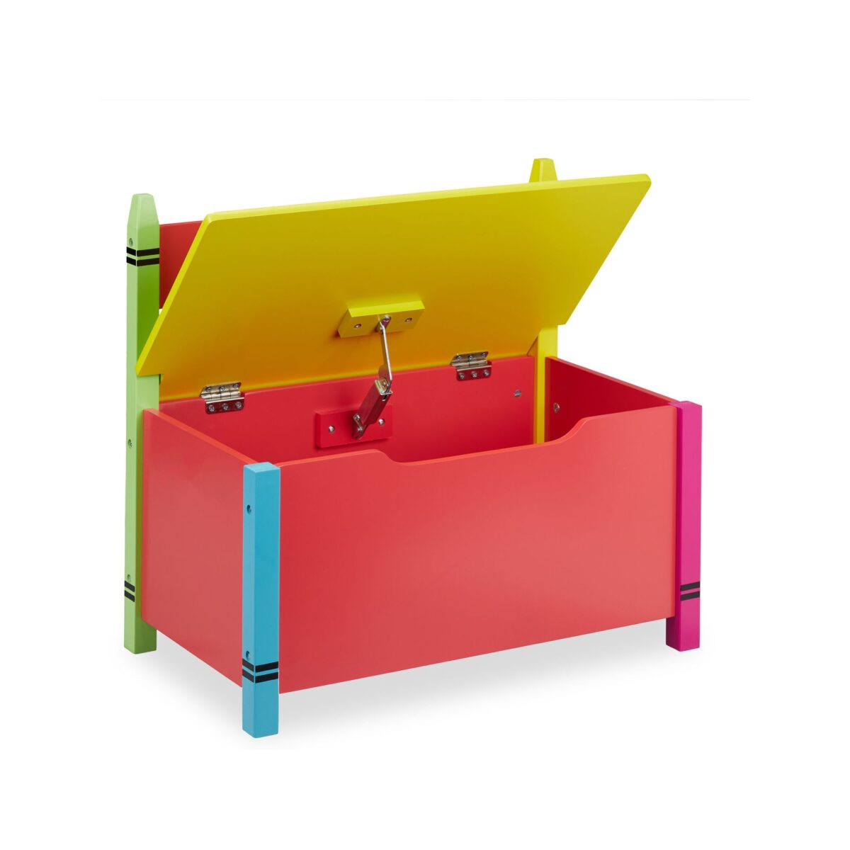 Bancuta pentru copii cu lada pentru jucarii, Design colorat, 54,5 × 60 × 35 cm - imagine 6