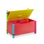 Bancuta pentru copii cu lada pentru jucarii, Design colorat, 54,5 × 60 × 35 cm - imagine 6