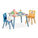 Set Masa si 2 Scaune pentru Copii – Design Colorat cu Monster, 3 Piese
