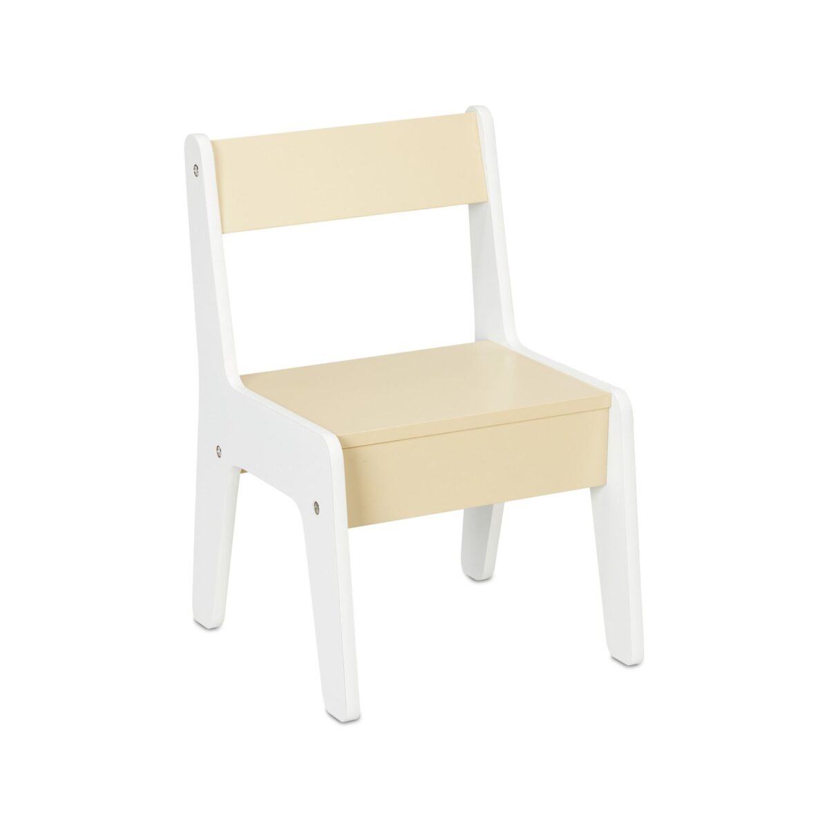 Set Masa si 2 Scaune Copii cu Tabla de Colorat si Rafturi – Mobilier 3 Piese Alb-Bej - imagine 2