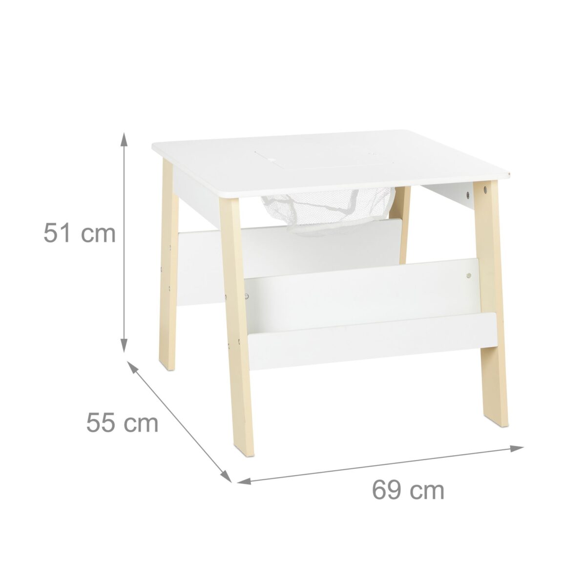 Set Masa si 2 Scaune Copii cu Tabla de Colorat si Rafturi – Mobilier 3 Piese Alb-Bej - imagine 7