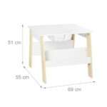 Set Masa si 2 Scaune Copii cu Tabla de Colorat si Rafturi – Mobilier 3 Piese Alb-Bej - imagine 7