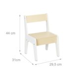 Set Masa si 2 Scaune Copii cu Tabla de Colorat si Rafturi – Mobilier 3 Piese Alb-Bej - imagine 6