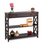 Masa consola ingusta cu sertar – Mobilier practic si elegant pentru hol, Maro inchis, 80 x 100 x 30 cm