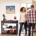 Masa consola ingusta cu sertar – Mobilier practic si elegant pentru hol, Maro inchis, 80 x 100 x 30 cm - imagine 2