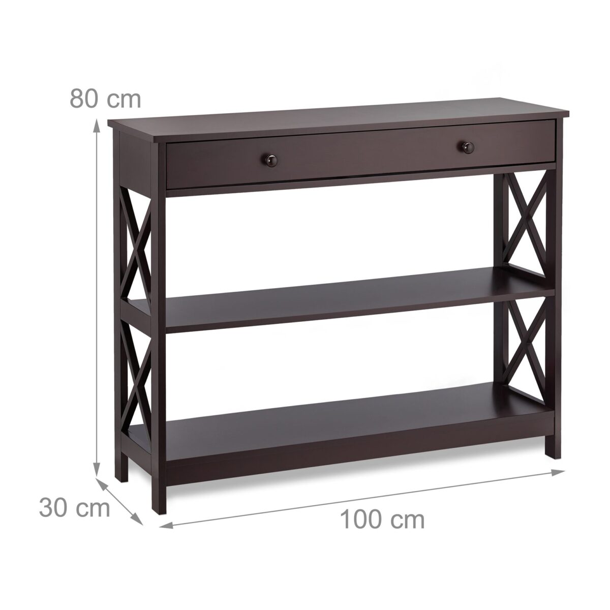 Masa consola ingusta cu sertar – Mobilier practic si elegant pentru hol, Maro inchis, 80 x 100 x 30 cm - imagine 4