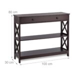 Masa consola ingusta cu sertar – Mobilier practic si elegant pentru hol, Maro inchis, 80 x 100 x 30 cm - imagine 4