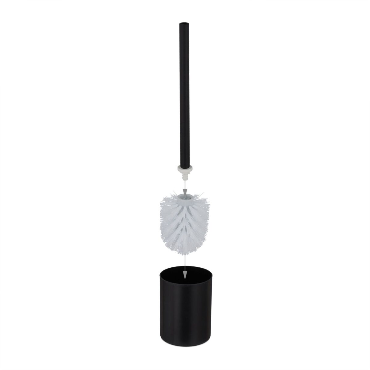 Suport hârtie igienică negru din oțel cu perie WC și efect lemn – design modern - imagine 6