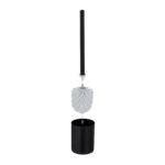 Suport hârtie igienică negru din oțel cu perie WC și efect lemn – design modern - imagine 6