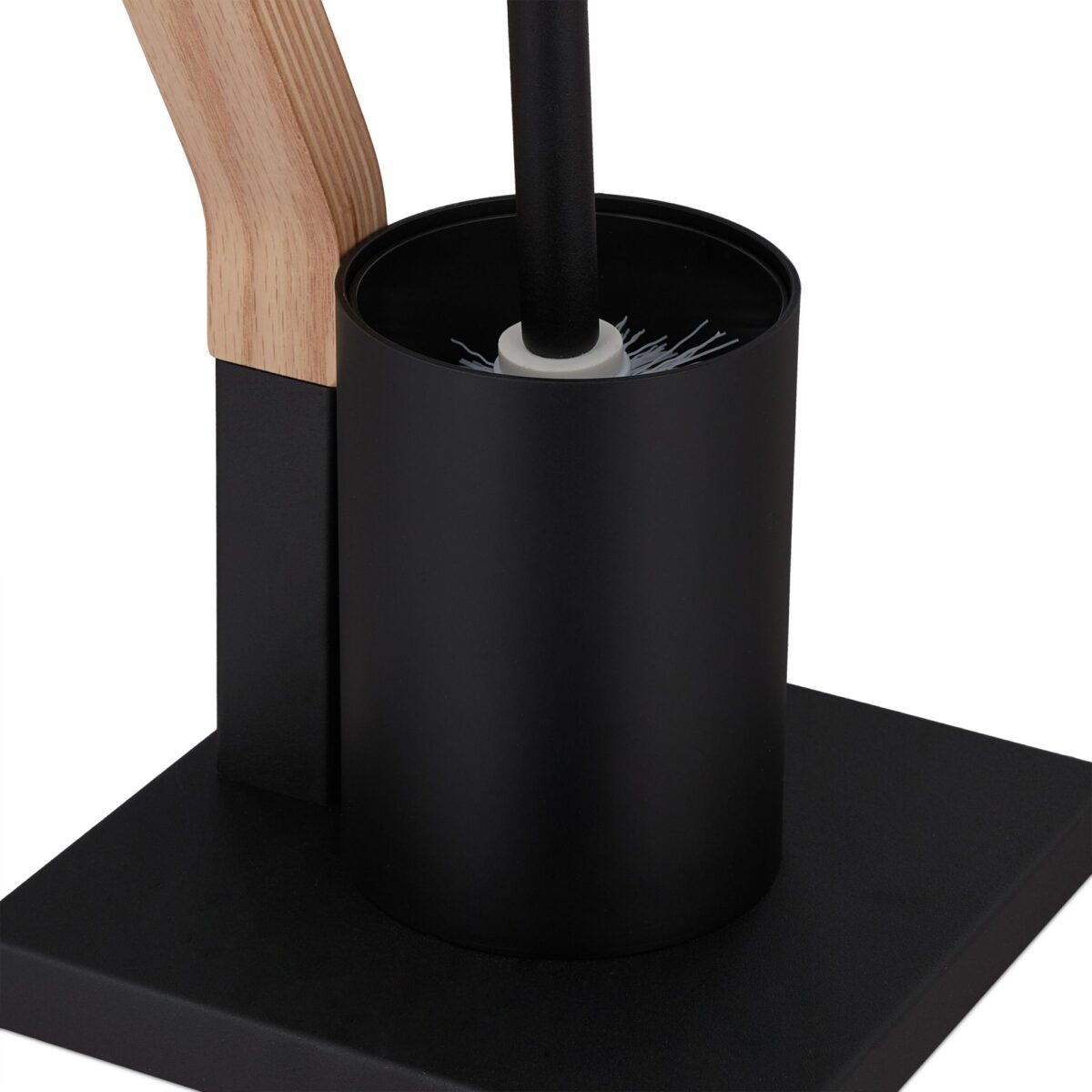 Suport hârtie igienică negru din oțel cu perie WC și efect lemn – design modern - imagine 5
