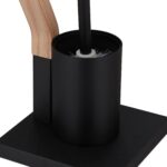Suport hârtie igienică negru din oțel cu perie WC și efect lemn – design modern - imagine 5