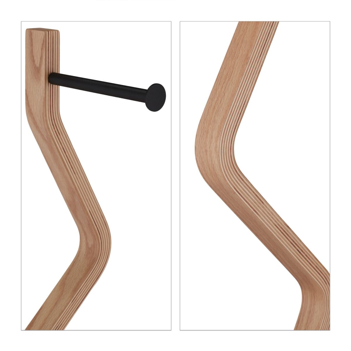 Suport hârtie igienică negru din oțel cu perie WC și efect lemn – design modern - imagine 4