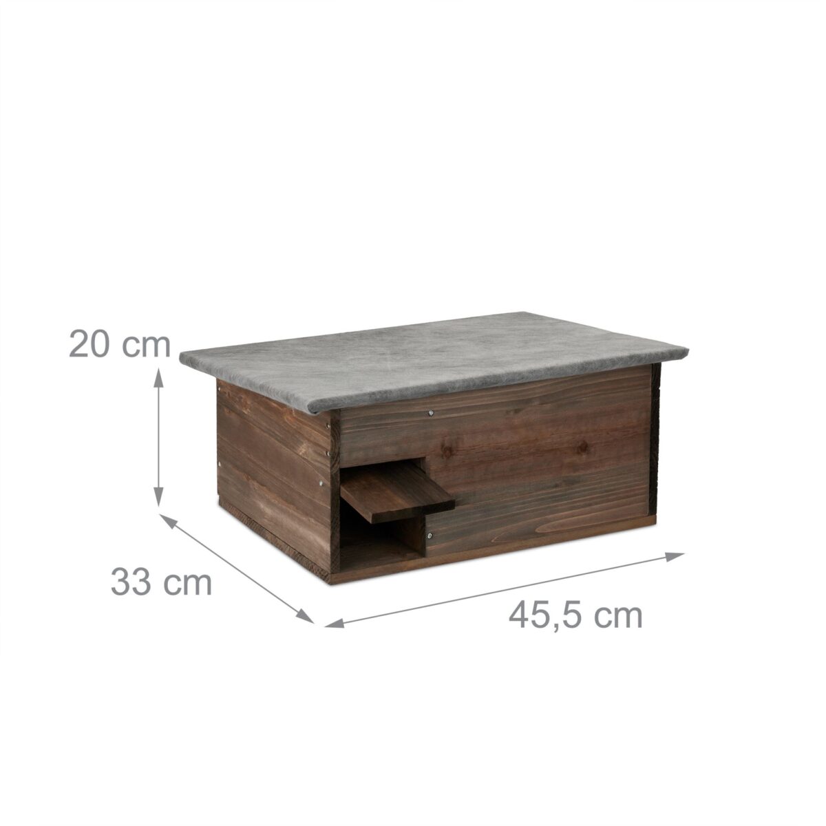 Iglu pentru arici din lemn – Cu usa, podea, acoperis impermeabil si protectie anti-rozatoare, 2 camere, 20 x 45,5 x 33 cm - imagine 4