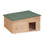 Casuta pentru arici cu podea si 2 camere, Iglu lemn, 21,5 x 40 x 40 cm, Relaxdays