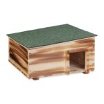 Casuta pentru arici cu podea si 2 camere, Iglu lemn, 21,5 x 40 x 40 cm, maro, Relaxdays