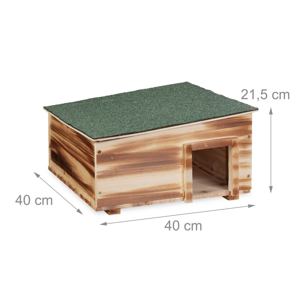 Casuta pentru arici cu podea si 2 camere, Iglu lemn, 21,5 x 40 x 40 cm, maro, Relaxdays - imagine 5