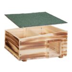 Casuta pentru arici cu podea si 2 camere, Iglu lemn, 21,5 x 40 x 40 cm, maro, Relaxdays - imagine 4