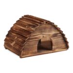 Iglu pentru arici din lemn ars cu podea izolatoare, intrare tip labirint anti-pisici, 25 x 40 x 30 cm
