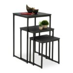 Set 3 Măsuțe Laterale Decorative pentru Living – Negru Clasic, Metal