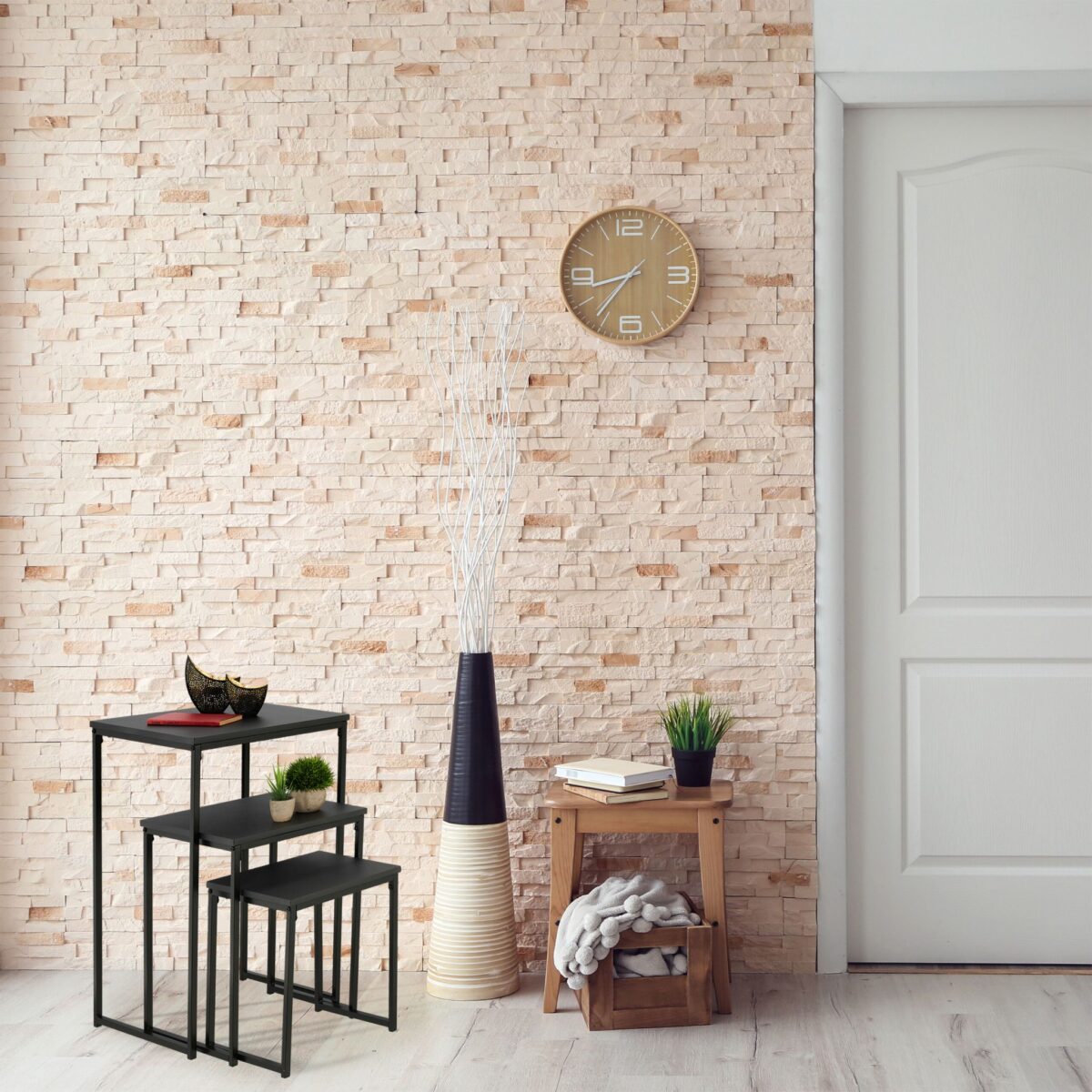 Set 3 Măsuțe Laterale Decorative pentru Living – Negru Clasic, Metal - imagine 5