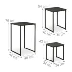 Set 3 Măsuțe Laterale Decorative pentru Living – Negru Clasic, Metal - imagine 2
