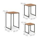 Set 3 Măsuțe Laterale Decorative pentru Living – Stejar Rustic, Meta - imagine 4