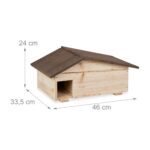 Iglu pentru arici din lemn de pin cu podea – Adapost de iarna cu 2 camere si acoperis inclinat, 24 x 46 x 33,5 cm - imagine 7
