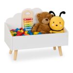 Cufar alb pentru jucarii - Design nor, din lemn și MDF – Cutie jucării
