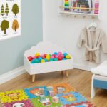 Cufar alb pentru jucarii - Design nor, din lemn și MDF – Cutie jucării - imagine 2