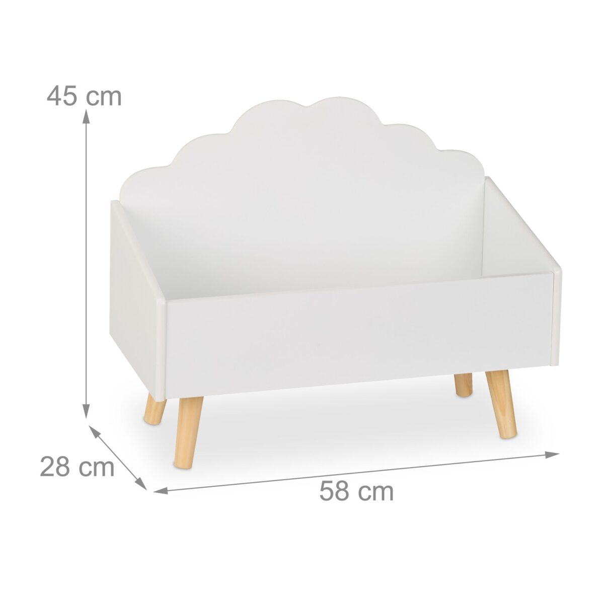 Cufar alb pentru jucarii - Design nor, din lemn și MDF – Cutie jucării - imagine 4