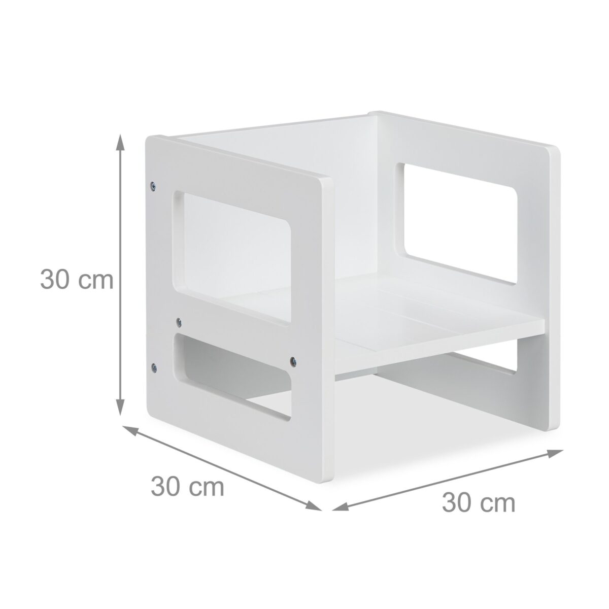 Taburet Reversibil 2‑in‑1 pentru Copii – Scaun si Masa, Design Alb, 30 cm - imagine 7