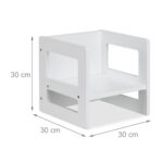 Taburet Reversibil 2‑in‑1 pentru Copii – Scaun si Masa, Design Alb, 30 cm - imagine 7