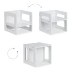 Taburet Reversibil 2‑in‑1 pentru Copii – Scaun si Masa, Design Alb, 30 cm - imagine 2