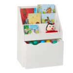 Raft pentru copii cu cutie de jucarii – alb, MDF, 69,5x50,5x28 cm
