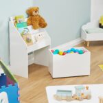 Raft pentru copii cu cutie de jucarii – alb, MDF, 69,5x50,5x28 cm - imagine 3