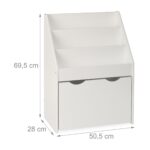 Raft pentru copii cu cutie de jucarii – alb, MDF, 69,5x50,5x28 cm - imagine 4