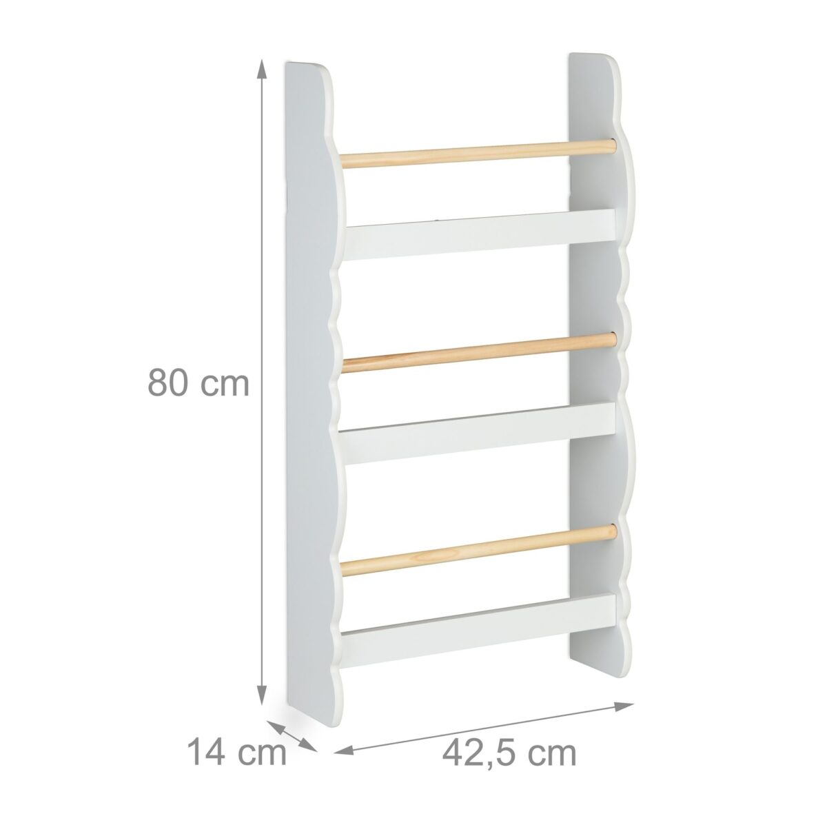 Raft pentru copii în formă de nor – Alb, din lemn și MDF, Biblioteca carti copii - imagine 4