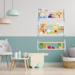 Set 3 rafturi de carti pentru camera copiilor, in forma de nor – Alb, din lemn si MDF - imagine 2