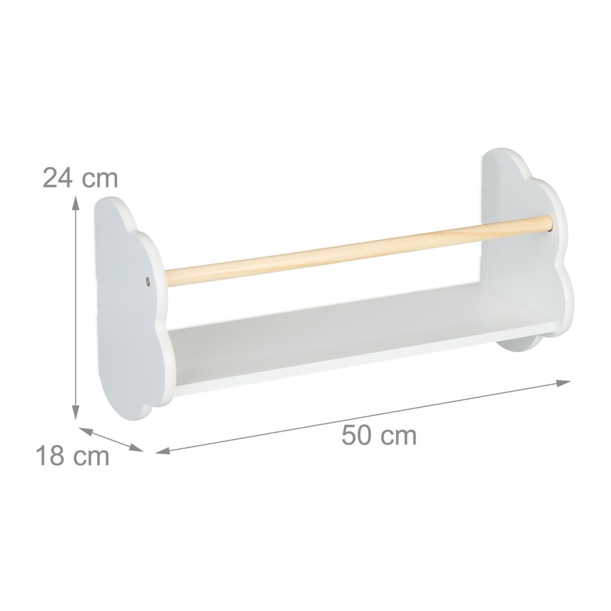 Set 3 rafturi de carti pentru camera copiilor, in forma de nor – Alb, din lemn si MDF - imagine 4
