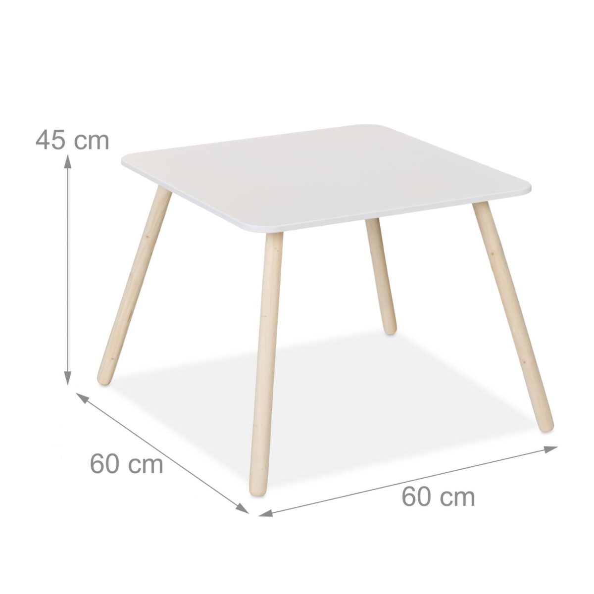 Set Masa si 2 Scaune pentru Copii – Mobilier Alb-Natur cu Picioare din Lemn, 3 Piese - imagine 9