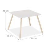 Set Masa si 2 Scaune pentru Copii – Mobilier Alb-Natur cu Picioare din Lemn, 3 Piese - imagine 9