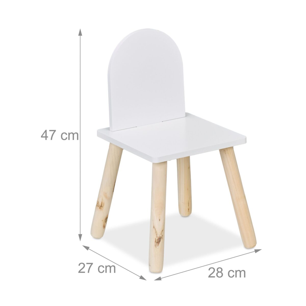Set Masa si 2 Scaune pentru Copii – Mobilier Alb-Natur cu Picioare din Lemn, 3 Piese - imagine 8