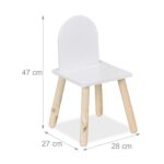 Set Masa si 2 Scaune pentru Copii – Mobilier Alb-Natur cu Picioare din Lemn, 3 Piese - imagine 8
