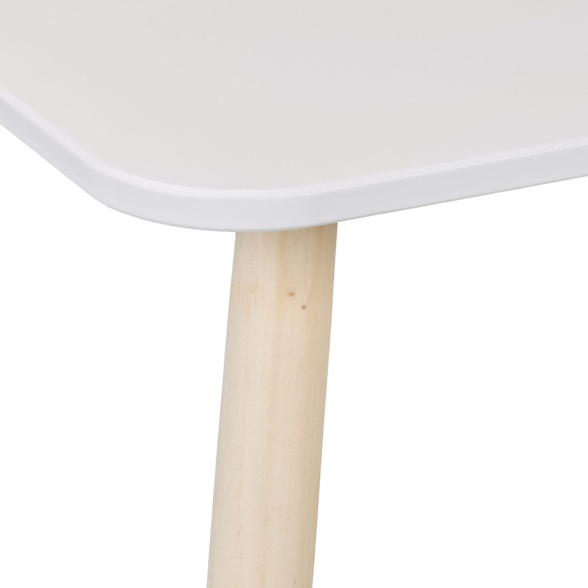 Set Masa si 2 Scaune pentru Copii – Mobilier Alb-Natur cu Picioare din Lemn, 3 Piese - imagine 5
