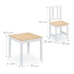Masa si 2 Scaune pentru Copii, cu Blat din Lemn si Design Modern, Alb-Natur, Mobilier camera copiilor - imagine 6