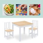 Masa si 2 Scaune pentru Copii, cu Blat din Lemn si Design Modern, Alb-Natur, Mobilier camera copiilor - imagine 4