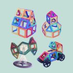 Set cuburi magnetice pentru copii – 136 piese colorate, ABS, Joc Constructie 3D - imagine 2