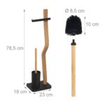 Suport hârtie igienică din metal și lemn cu perie WC – design modern și stabil, Negru - imagine 8