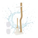 Suport hârtie igienică din metal și lemn cu perie WC – design modern și stabil
